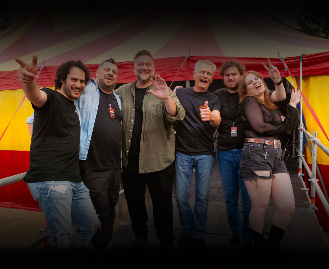 Duncan Toombs with the band